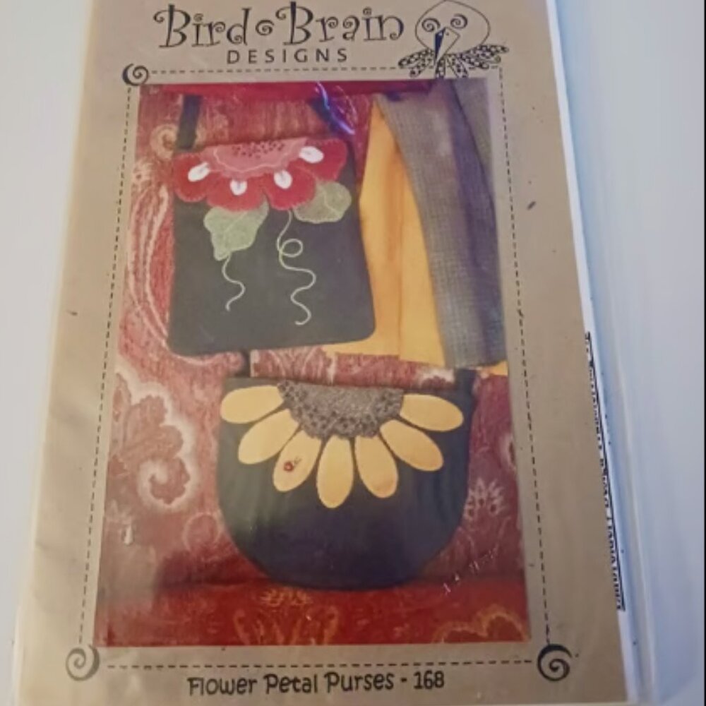 Vintage Flower Petal Purses Pattern - Bird Brain Designs - Felted Wool Purses